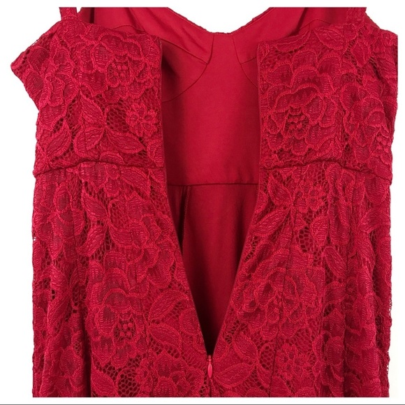 NWT‎ Anthropologie Hutch Seamed Lace Midi Dress in Red Size 0 - Picture 5 of 11